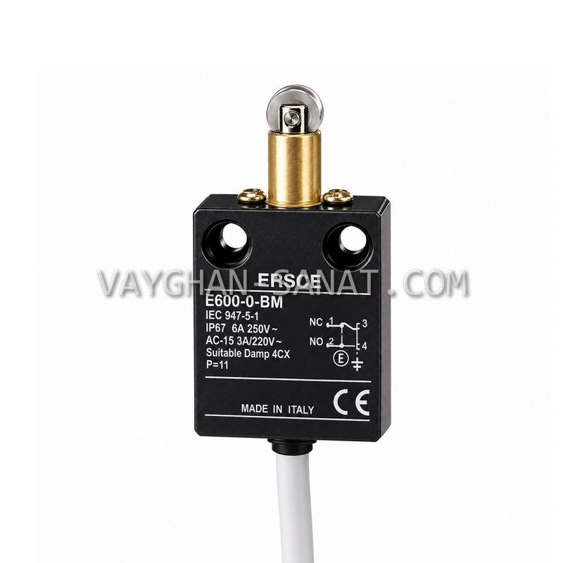 لیمیت سوئیچ قرقره فشاری برماس BERMAS کابل دار E600-0-BM