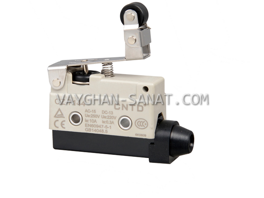 لیمیت سوئیچ قاب دار طرح امرن زبانه کوتاه قرقره دار تاشو سی ان تی دی CNTD کد CZ-7144