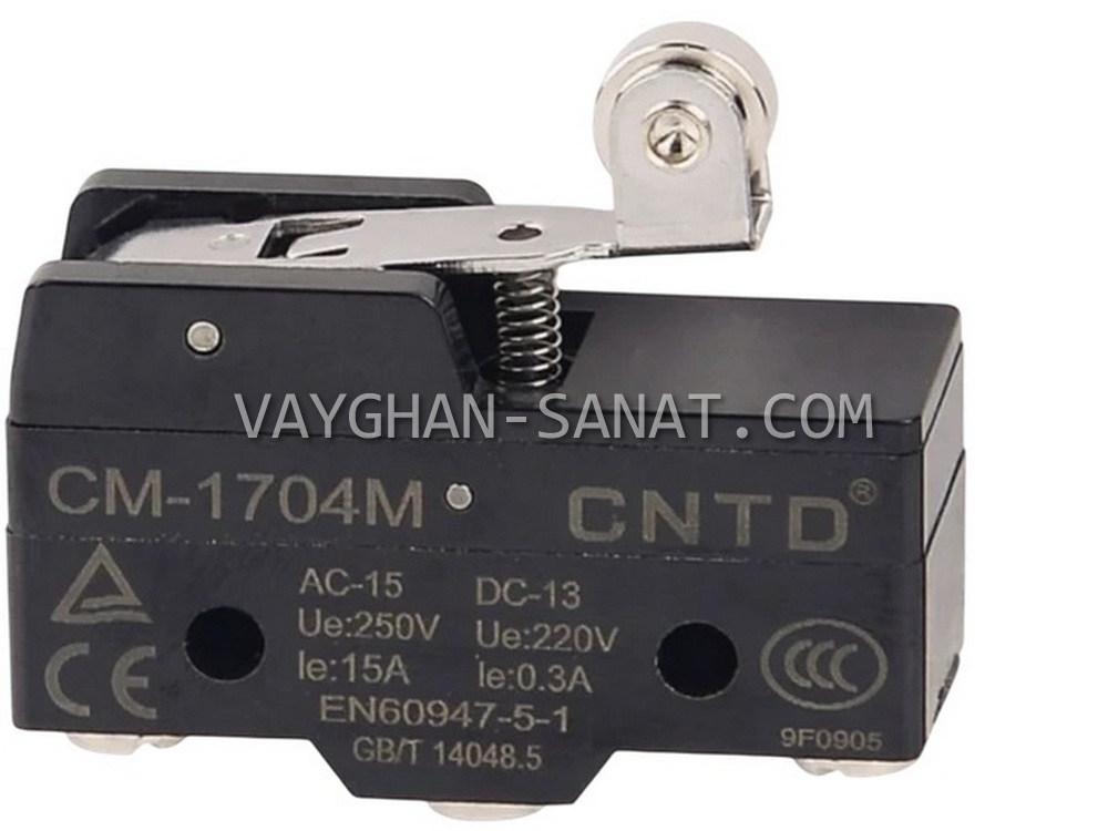 میکروسوئیچ زبانه کوتاه فشاری قرقره دار سی ان تی دی CNTD مدل CM-1704