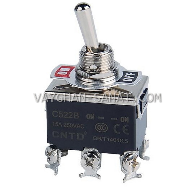 کلید کلنگی 6 پیچ استارتی سی ان تی دی CNTD مدل C5R22B ON-OFF